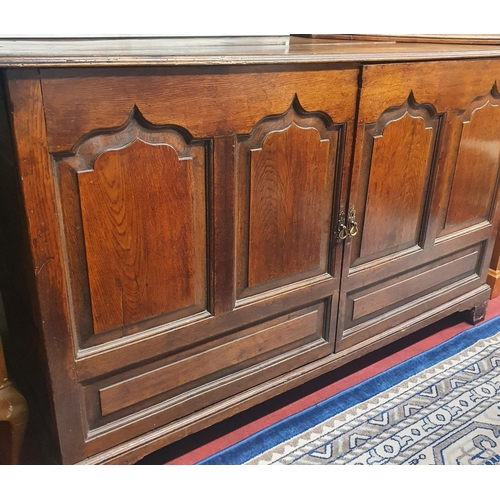 673 - A very large 18th Century Oak Mule Chest with opening front. W 157 x D 54 x H 98 cms approx.