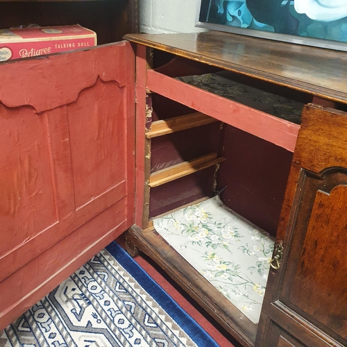 673 - A very large 18th Century Oak Mule Chest with opening front. W 157 x D 54 x H 98 cms approx.