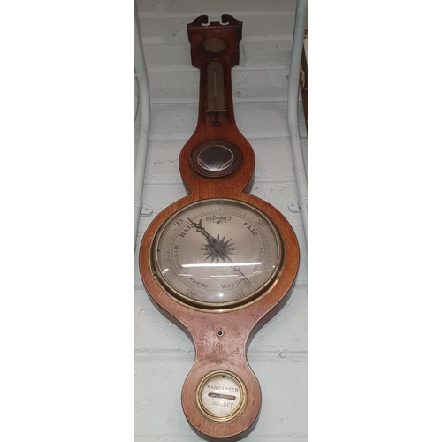 534 - A good 19th Century Banjo Barometer. H 96 cm approx.