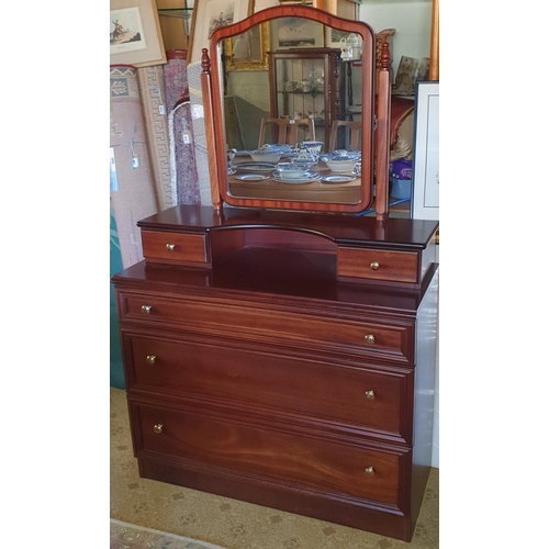 563 - A good Mahogany veneered Cheval Mirror along with a Mahogany veneered Dressing Table.