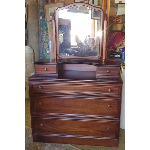 563 - A good Mahogany veneered Cheval Mirror along with a Mahogany veneered Dressing Table.