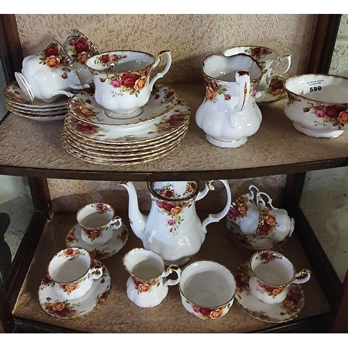 599 - A Royal Albert 'Old County Rose' Teaset along with a Colclough part teaset.