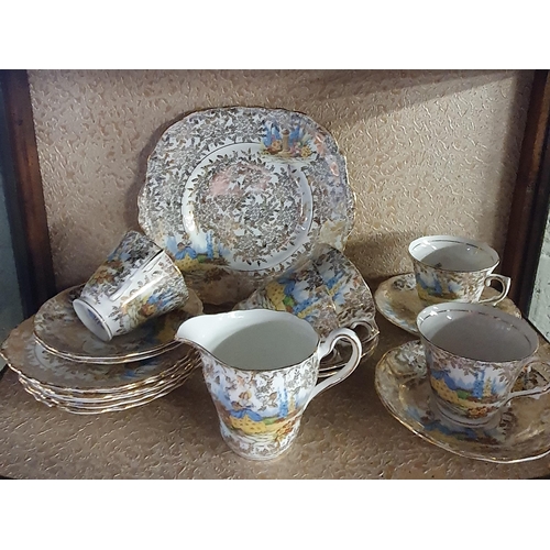 599 - A Royal Albert 'Old County Rose' Teaset along with a Colclough part teaset.