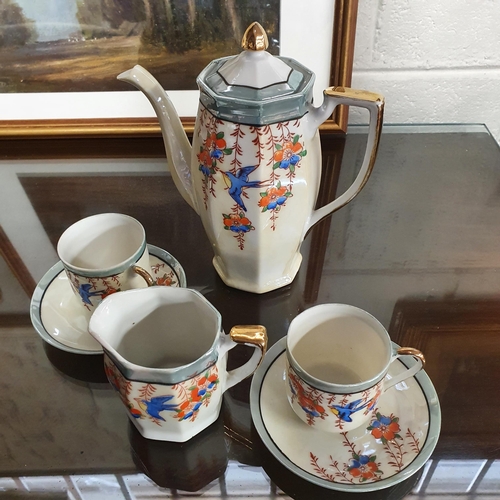 625 - A good Chinese export eggshell pattern Teaset along with a coffee set.