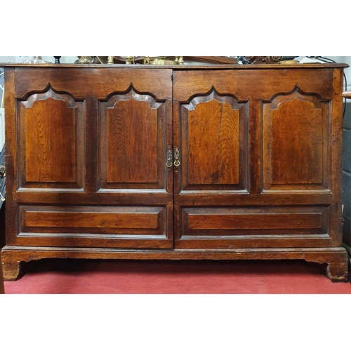 673 - A very large 18th Century Oak Mule Chest with opening front. W 157 x D 54 x H 98 cms approx.