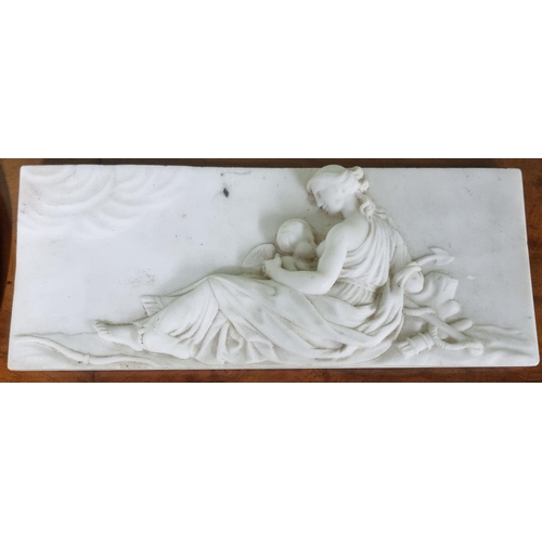 1031 - A rectangular Marble centre plaque with raised figure scene decoration along with a circular Terraco... 