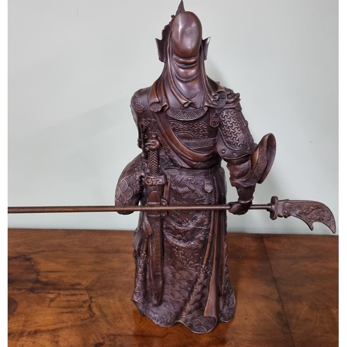 475 - A Bronze Figure Legendary Chinese General Guan Yu.

Dimensions (H x W x D) approx. 40 x 40 x 15 cm