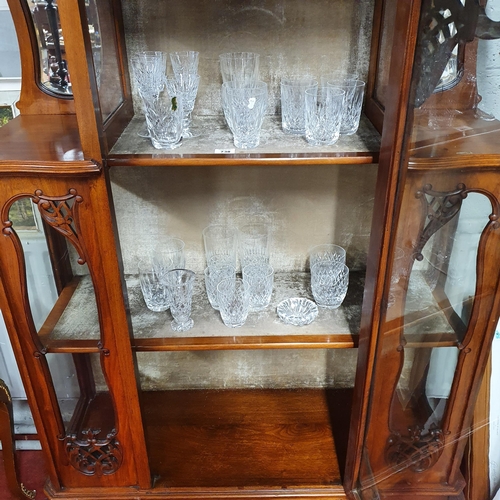 735 - A good early 20th Century Walnut Display cabinet with mirrored top. W 99 x D 34 x H 197 cm approx.