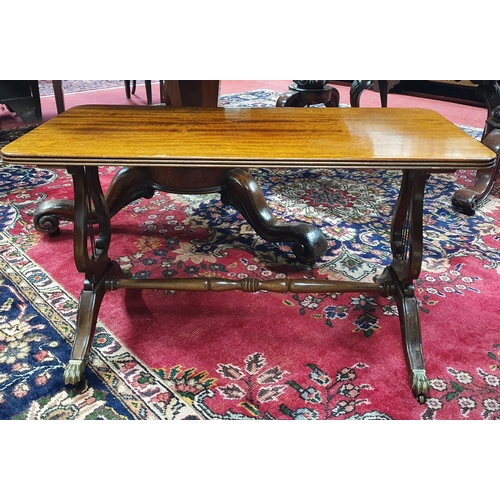 760 - Two 20th Century Mahogany Coffee Tables one rectangular with brass castors 43 x 86 x H 50 cm approx ... 