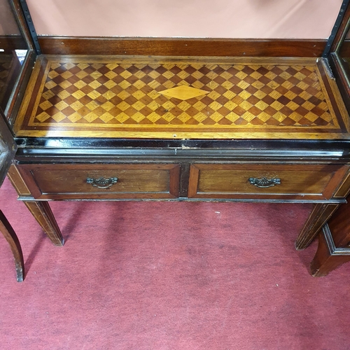 778 - A Fabulous Edwardian Mahogany and Inlaid Display Cabinet with two plate-glass shelves and parquetry ... 