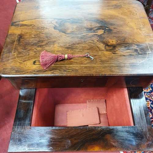 791 - An early 19th Century Inlaid Rosewood Work Table with turned splayed supports with stretcher base.  ... 