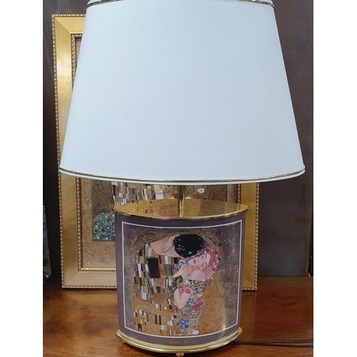 829 - After Gustav Klimt. A mixed Media Picture along with a Table Lamp. With certificate 1499 of 1500. Da... 