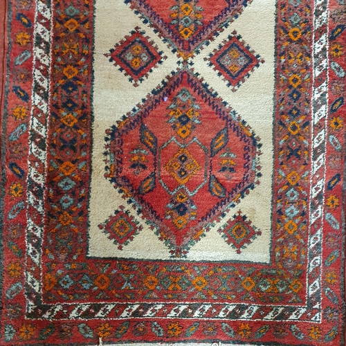 1048 - A Cream ground Persian Miskin Runner with a traditional Miskin diamond design.
430 x 115 cm approx.