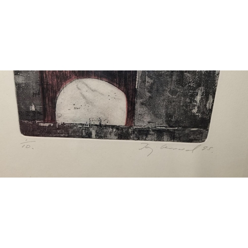 619 - Joy Gerrard b 1971. A limited edition Etching of an industrial setting. 1/10. signed in pencil lower... 