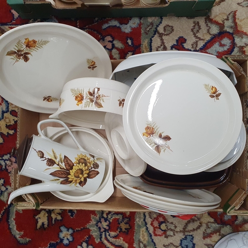 450a - 3 Boxed lots of Mixed ceramic Ornaments and part dinner services and a lamp .