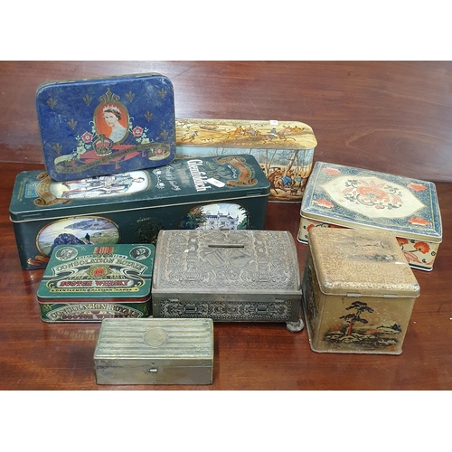 1199 - A Large Group of Vintage Tins Some Rare Along With A Collection Of Decorative Wall Plates