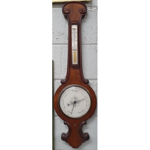 170 - A 19th Century Mahogany Banjo Barometer. h 90 cm approx.