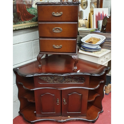 167 - A quantity of items to include a Mahogany and veneered Corner Unit a Mahogany three drawer Chest, TV... 