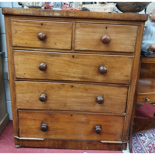 191 - A Victorian Mahogany Chest of Drawers over fitted two short & three long graduated drawers with turn... 