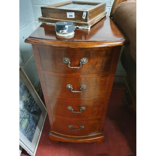 223 - A pair of 19th Century Mahogany bow fronted Bedside cabinets with door front depicting mock four gra... 