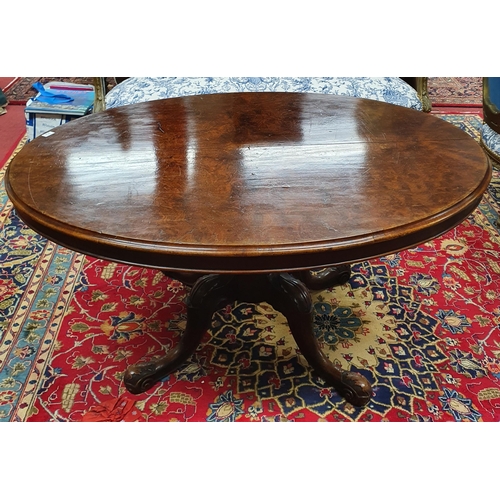 214 - A good mid 19th Century Walnut and Burr Walnut oval Centre Table with lovely carved moulded quadrupl... 