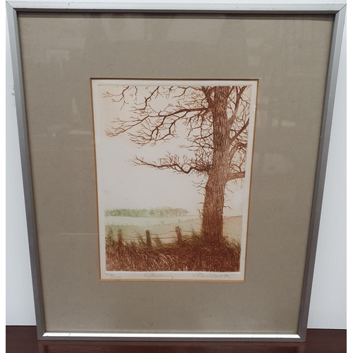 478 - A 19th Century Etching of a Girl standing on a ship along with a pencil landscape and a signed etchi... 