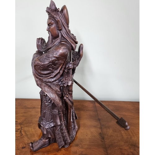 475 - A Bronze Figure Legendary Chinese General Guan Yu.

Dimensions (H x W x D) approx. 40 x 40 x 15 cm