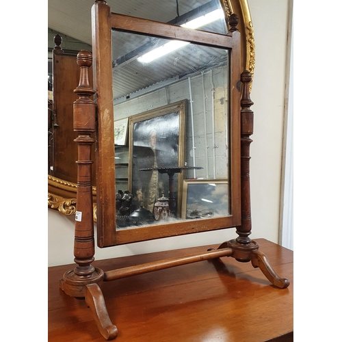 45 - A lovely 19th Century Walnut Crutch Mirror with turned outline. W 55 x H 70 cm approx.