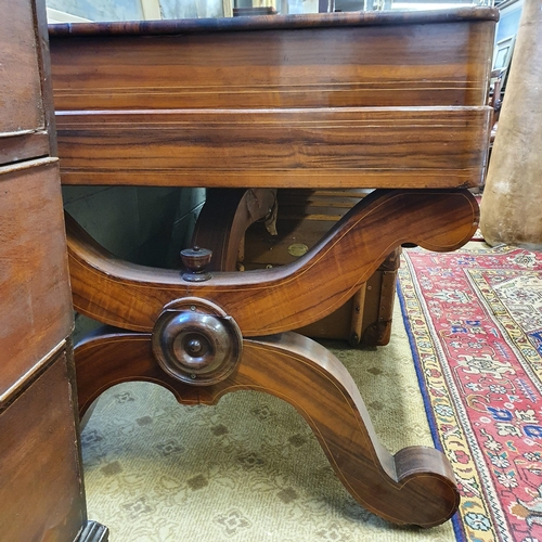 57 - An unusual 19th Century Mahogany Desk, with leather inset top, frieze drawers on X frame base, appro... 