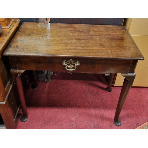 953 - A 19th Century Mahogany Side Table, with a single frieze drawer, on carved turned legs with pad feet... 