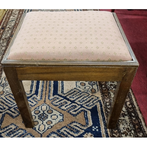 956 - A late 19th early 20th Century rectangular Stool with square supports.  H 52 x 48 x 38 cm approx.