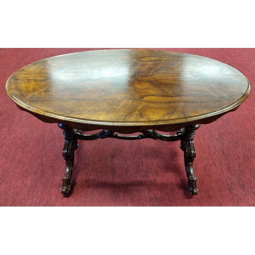 59 - A really good 19th Century oval Rosewood Library Table with stretcher base.  134 x 77 x H 74 cm appr... 