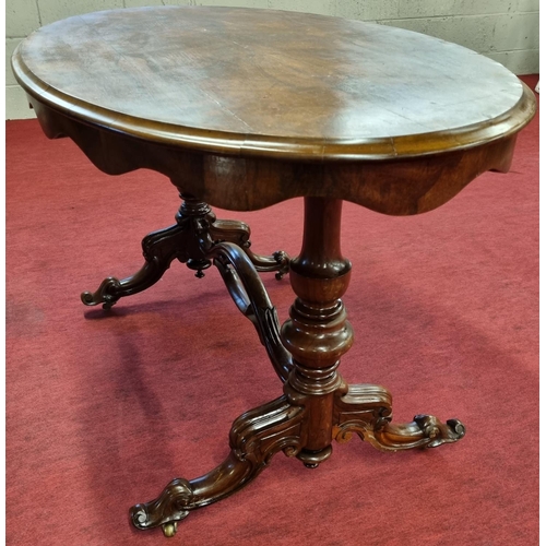 59 - A really good 19th Century oval Rosewood Library Table with stretcher base.  134 x 77 x H 74 cm appr... 