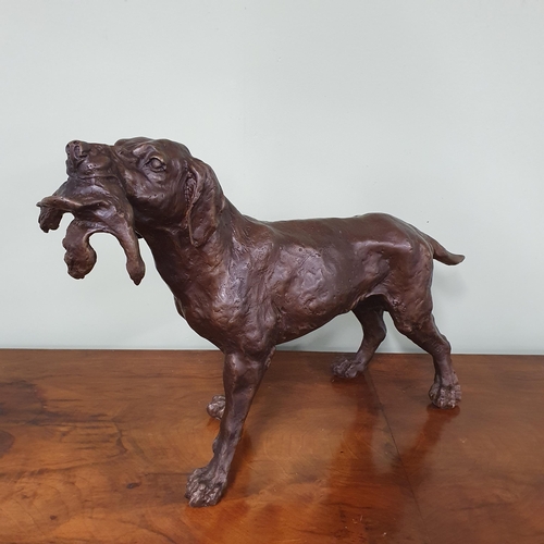 16A - A Bronze figure hunting dog. Dimensions (H x W x D) approx. 29x45x13cm