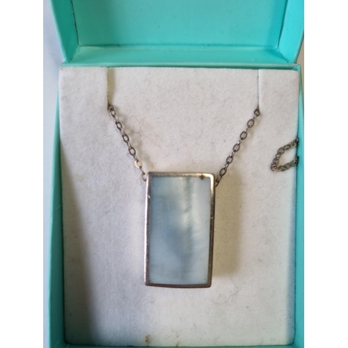 76 - A Silver and Mother of Pearl Pendant and Chain.