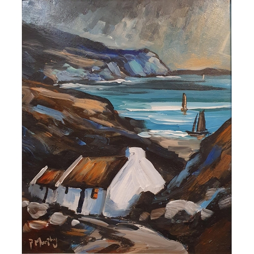 131 - Patrick Murphy. An Oil on Board. 'Returning from the mainland'. Signed LR. 30 x 24 cm approx.