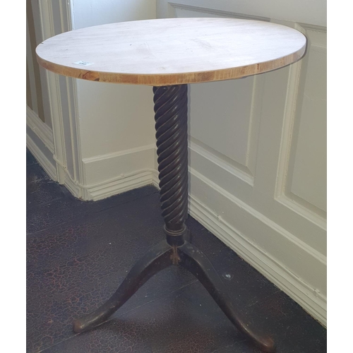 767 - A 19th Century Bedroom Table with later top, fabric cover missing. D 52 x H 59 cm approx.