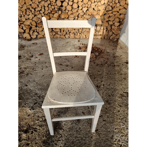 774 - A 20th Century two drawer painted Pine Side Table along with a Chair. W 71 x 46 x H 74 cm approx.