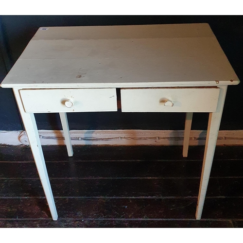 774 - A 20th Century two drawer painted Pine Side Table along with a Chair. W 71 x 46 x H 74 cm approx.