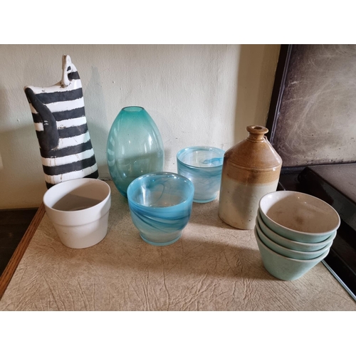 854 - A group of iridescent Glass along with Stoneware etc.