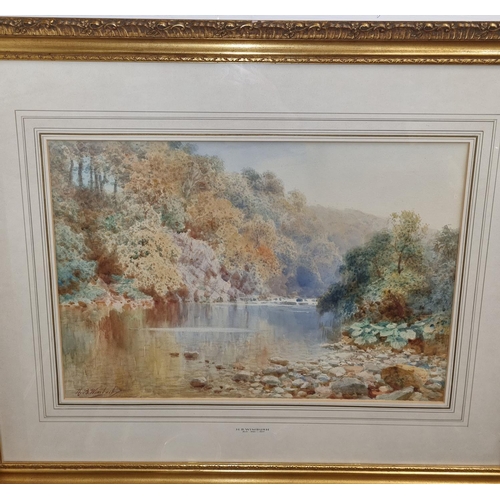 2 - H B Wimbush exhibited 1881-1904 .A late 19th Century Watercolour of a river scene with rabbits in th... 
