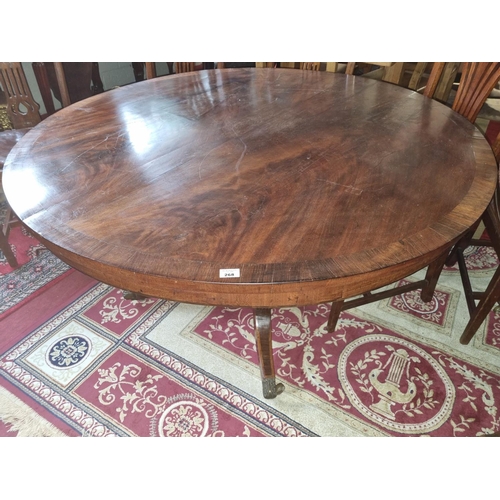 7 - A very large 19th Century circular Dining Table of large size with flame grain mahogany top (repair ... 