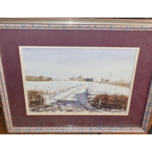52 - A 20th Century Watercolour of farm buildings. Signed P Nurse. LL, along with another by the same han... 