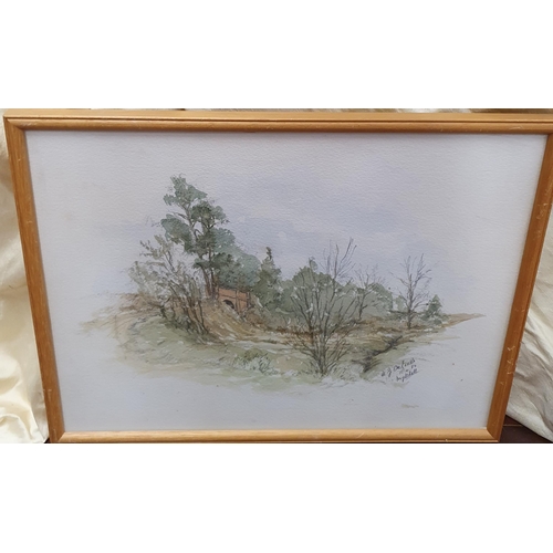 55 - A pair of 20th Century Watercolour Landscapes. Signed Hill LR. 22 x 30 cm approx.