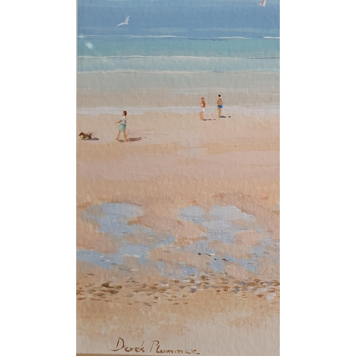 20 - Derek Plummer. A 20th Century Watercolour of people on a beach. Signed LL. 25 x 38cmapprox.