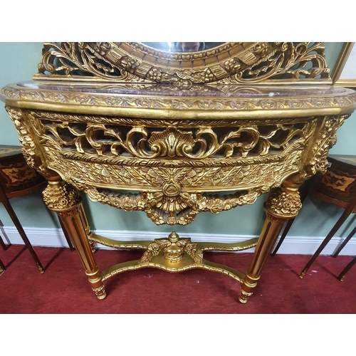 32 - Of really good quality. A Timber and Plaster Gilt Console Table and Mirror. The Console table with a... 