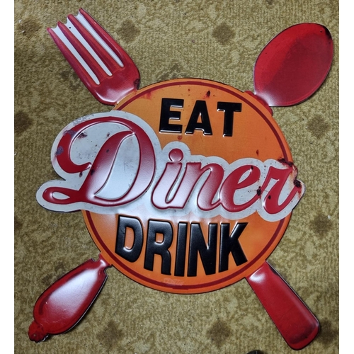 40 - An Eat, Diner, Drink Tin advertising Sign. 47 x 52 cms approx.