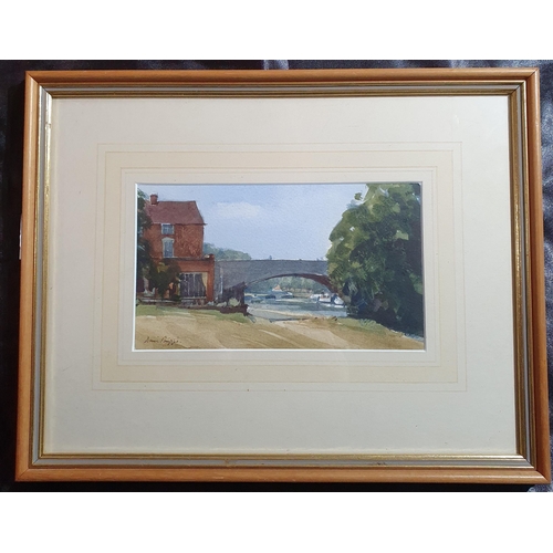 82 - David Phipps.  A 20th Century Watercolour 'The bridge at Abingdon 1997'. Signed LL. Framed and glaze... 