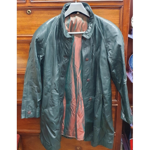 353 - A Vintage green Leather Jacket. Size 36.