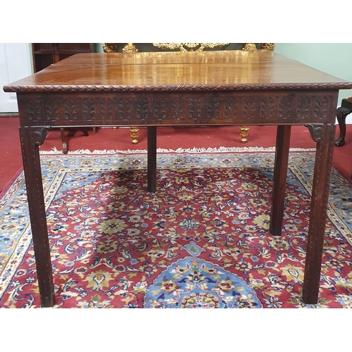 286 - A good 19th Century Foldover Tea Table with highly carved outline on square carved supports. 45 x 92... 